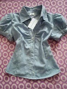 Chic Striped Puff Sleeve Top