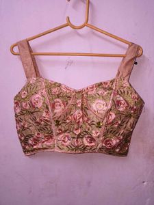 Pink Tiered Lehenga Choli with Floral Embroidery
