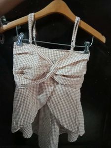 Cute Gingham Twist Front Top