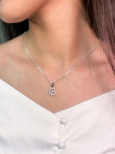 B Letter Chain Pandent Pure Silver 925