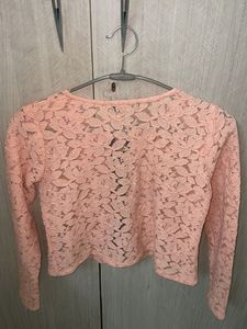 Peach Lace Zip-Up Jacket