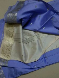 Lavender &amp; Cream Pallu,  Pattu  Original Silk Sare