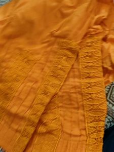 Elegant Orange  green salwars with Lace Detail
