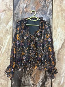 Vintage Floral Ruffle Blouse+combos