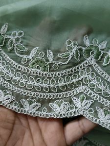 Sea Green Saree With Blouse