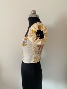 Floral Print Puff Sleeve Crop Top