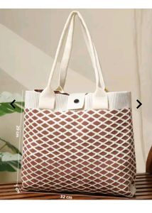 Snap Button Geometric Print Tote Bag
