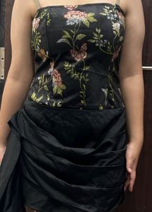 Elegant Black Floral Corset Dress