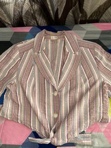 Striped Crop Top - Long Sleeve