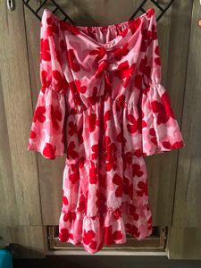 L Chic Pink Floral Ruffle Dress