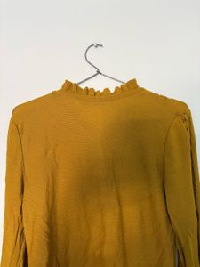 Zara Mustard Yellow Ruffle Knit Top