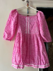Bright Pink Bandhani Print Kurta