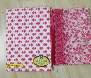 Mayur - Pink /White jaipuri cotton suit