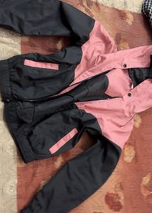 Pink &amp; Black Hooded Windbreaker Jacket