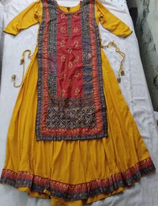 Rajasthani Embroidery Design Yellow Gown