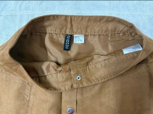 H&amp;M Brown Suede Button-Up Mini Skirt