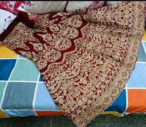 Exquisite Red &amp; Gold Embroidered Lehenga Choli
