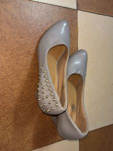 Studded Grey Pointed Toe Flats