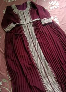 Maroon Embroidered Ethnic Gown