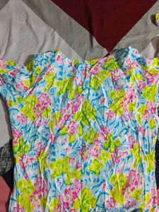 Vibrant Floral Print Long Kurta