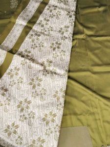 Beautiful Olive Green Saree ,fancy pattu