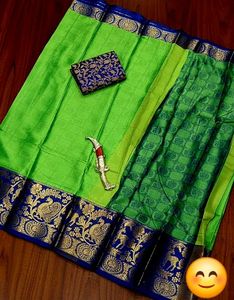 Green &amp; Blue Silk Saree