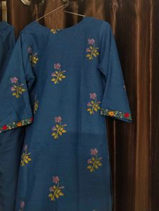 Blue Floral Print Kurta Set