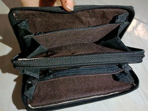 Black Double Zip Wallet