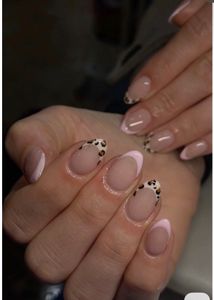 Stylish French Manicure with Leopard Accent Nails