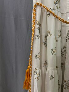 Chumbak Floral Tiered White Indowestern Dress