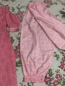 Pink Bandhani Kurta Set
