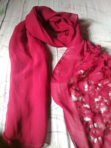 Elegant Red Chiffon Scarf