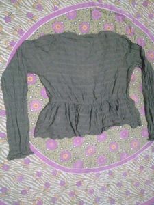 Chic Olive Green Peplum Top