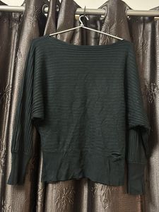 Stylish Ribbed Batwing Sweater