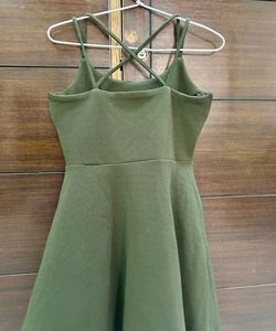 Olive Green Fit & Flare Dress