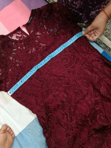 Elegant Lace Western Dress- Maroon