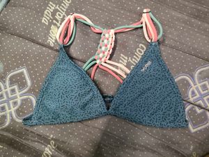 Stylish Blue Printed Bikini Top