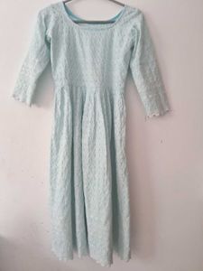100% cotton Light Blue Chikankari Kurta pant Set