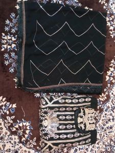 “Black &amp; Gold Royal Kurti with Dupatta