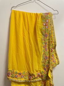 Vibrant Yellow Embroidered Lehenga Skirt and blous