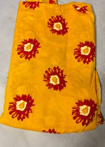 Yellow Pure Cotton Floral Nightgown