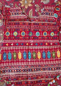 Boho Red Ethnic Print girl suit