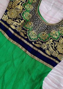 Elegant Green Embroidered Anarkali Gown
