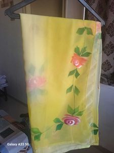 Yellow shaded Saree brush & zari paint