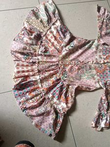 Boho Print Button-Down Kurta with belt