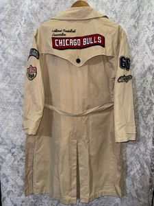 Trendy Beige Trench Coat with Patches