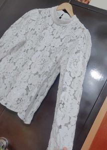 White Lace Floral Top for 36 Bust