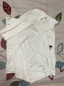 H&M white Ribbed Long Sleeve Top