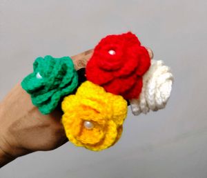 Crochet Flower Hair Clips - Set of Four