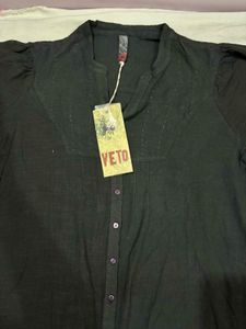 VETO Black Button-Up Top